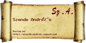 Szende András névjegykártya