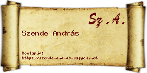Szende András névjegykártya